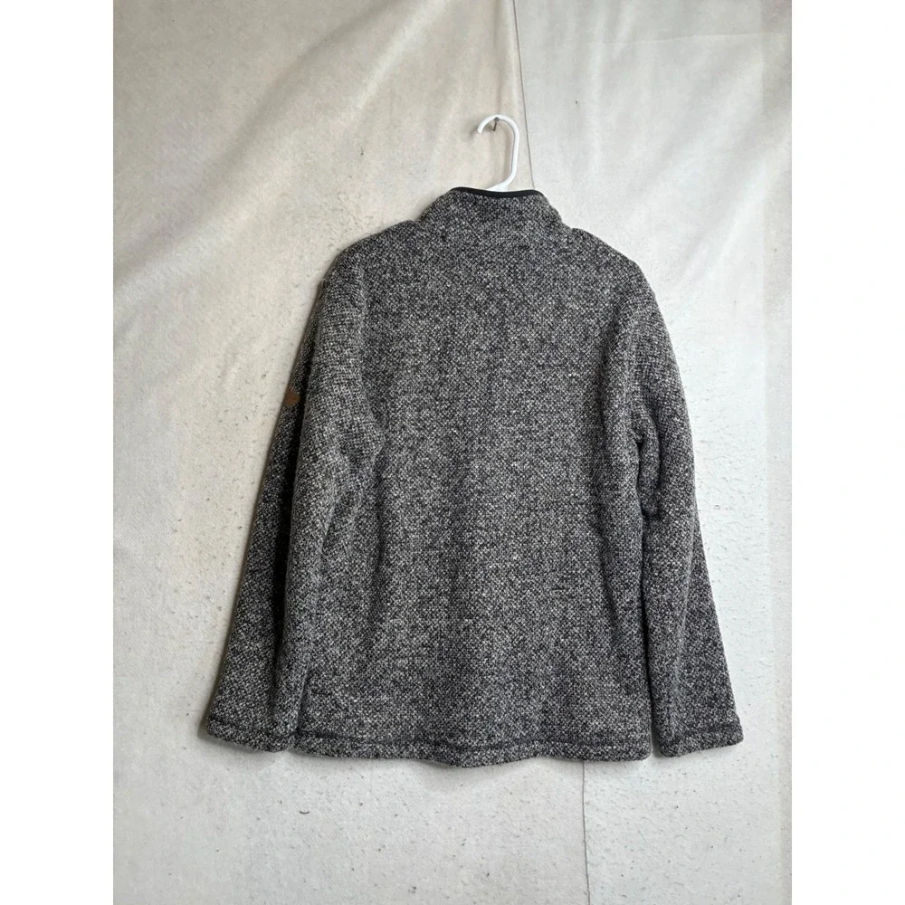 Orvis Mens Grey Marled Sherpa Lined Quarter Zip Pullover Sweater Medium 1247213